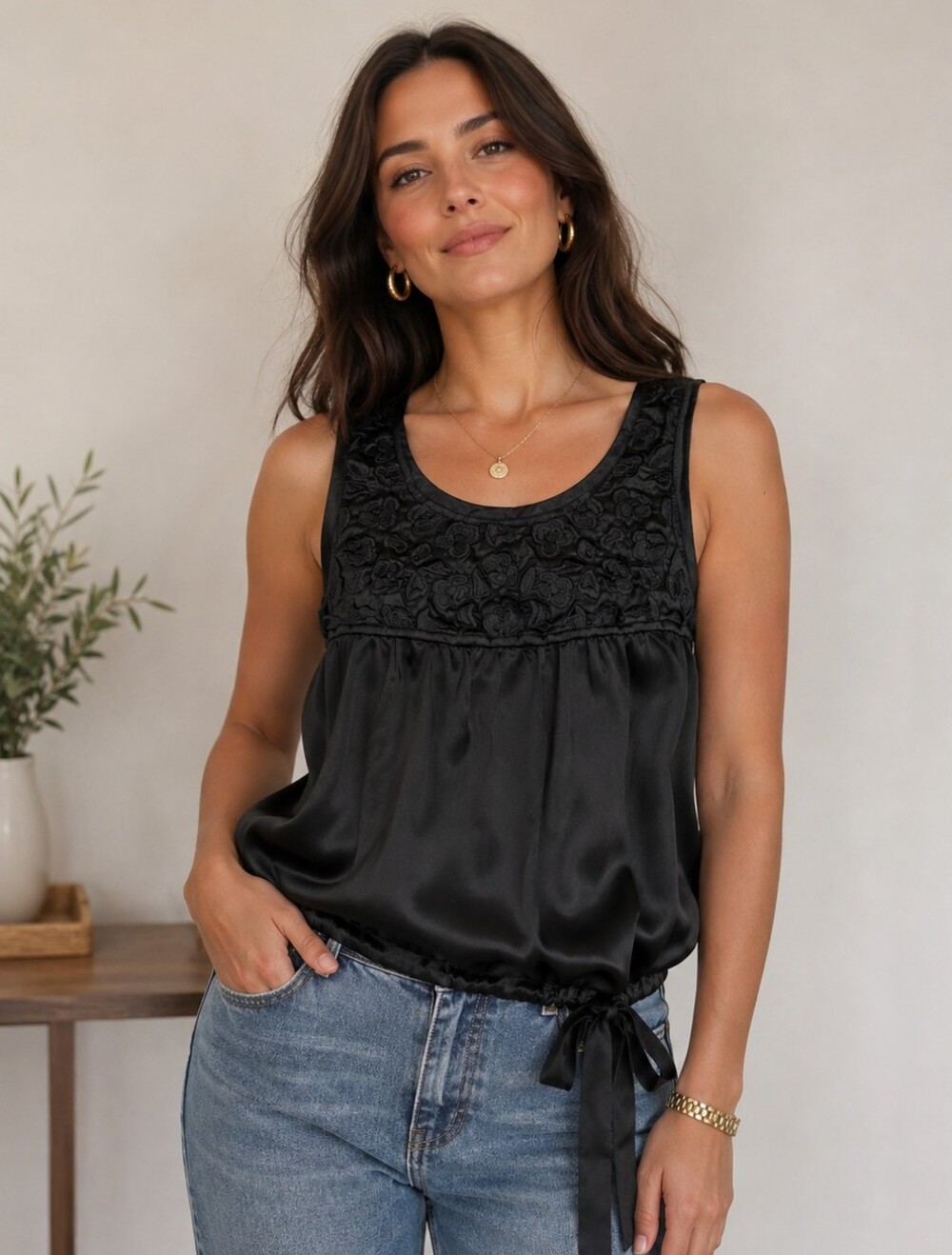 Halston 100%  Silk Gorgeous Black Top